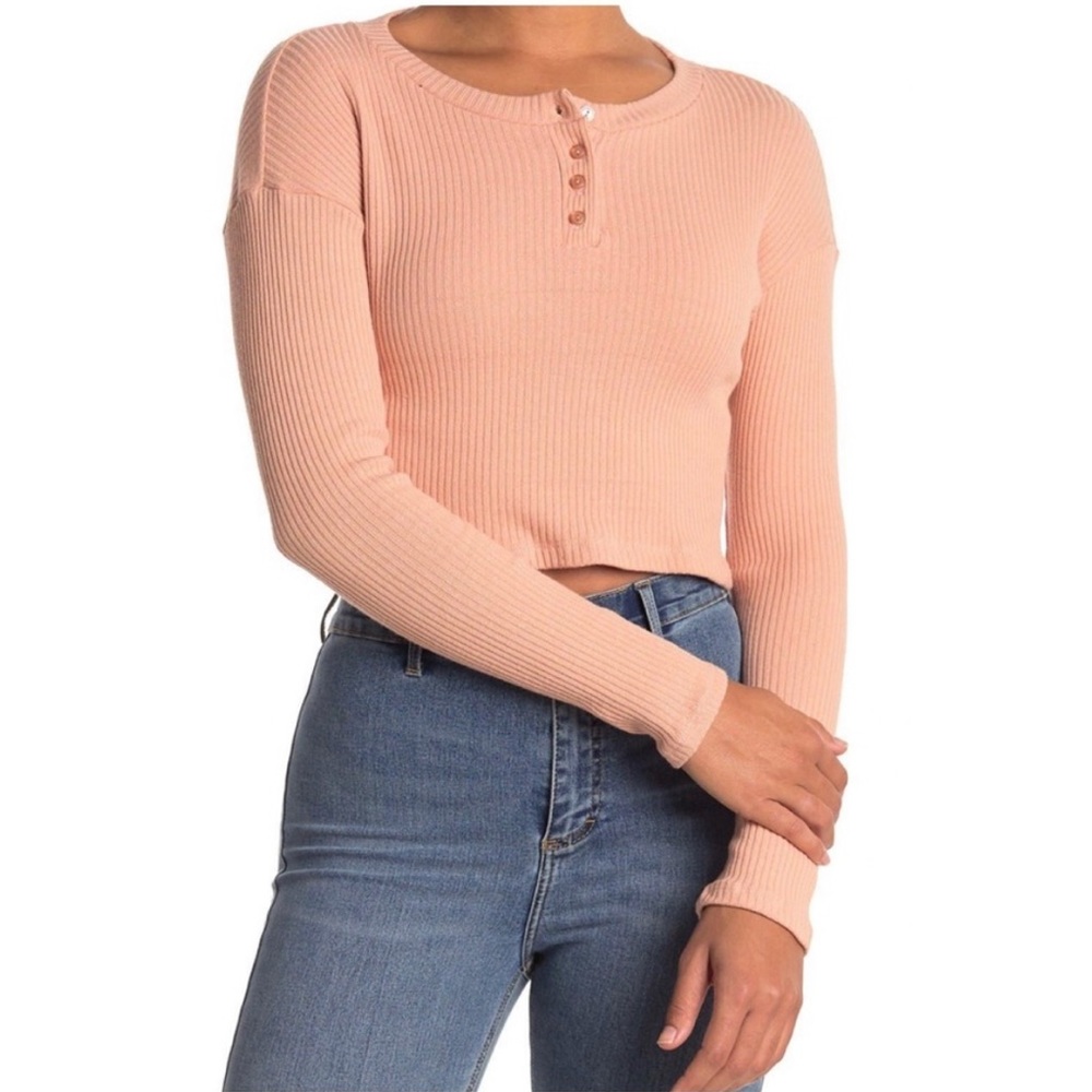 NWOT Lush Ribbed Long Sleeve Top - Cafe Crème - Size XL